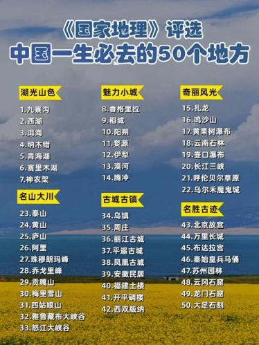 中国一生必去的10个旅游胜地(十大必游胜地，领略中国经典之美)